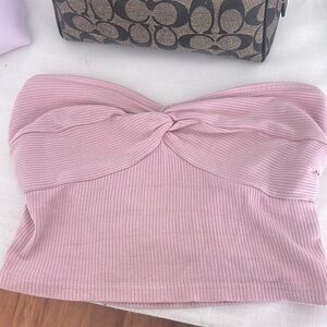 Pink Ribbed Tube Top